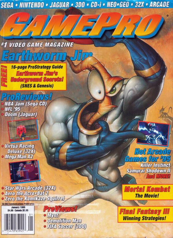 GamePro 066 (Jan 1995) Earthworm Jim cover